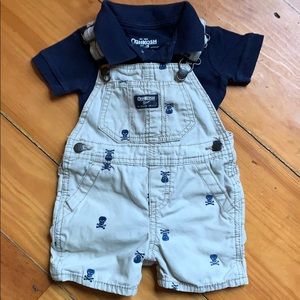 SALE 3/$40 OshKosh B’Gosh Skulls Overall Outfit